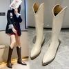 Fashion New Women Boots Zipper Thick High Heels Simple Thick High Heels Autumn Winter Boots Knee High Botas