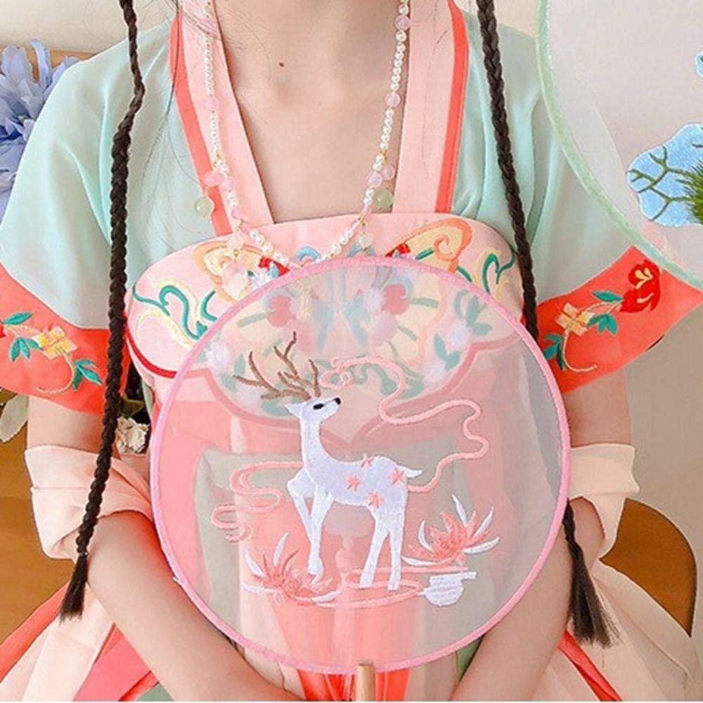 Wedding Home Decor Handheld with Pendant Photography Prop Embroidery Fan Silk Fan Chinese Style Fan