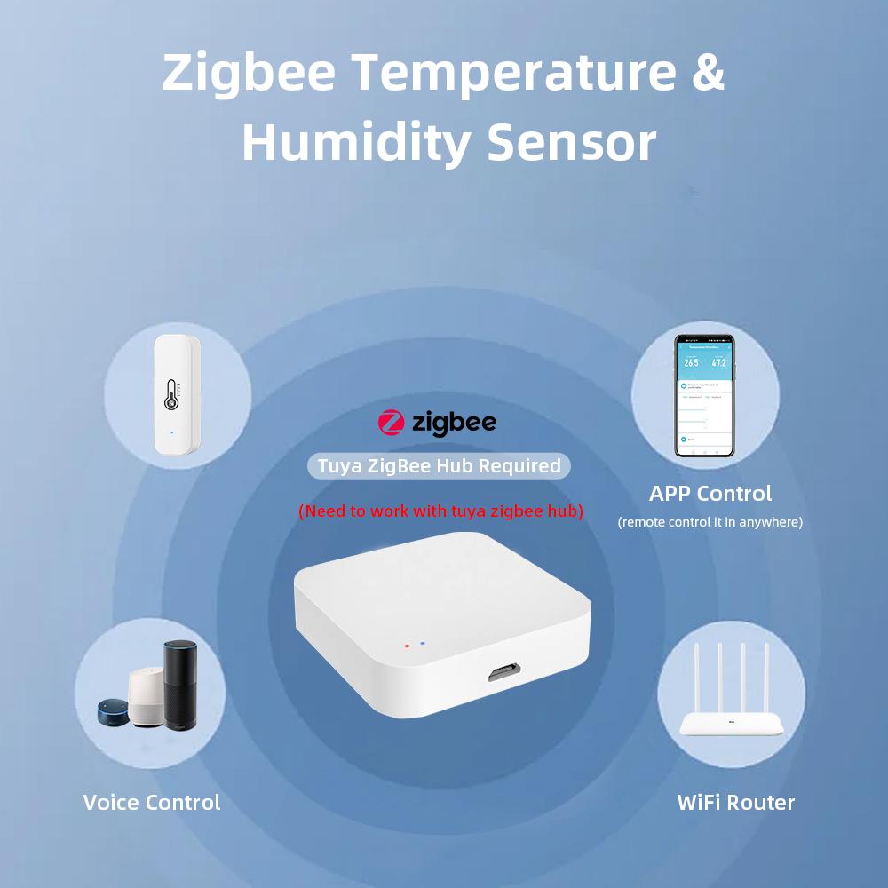 Tuya Zigbee Temperature Humidity Sensor Smart Life Remote Monitor For Smart Home Work with Alexa Google Assistant