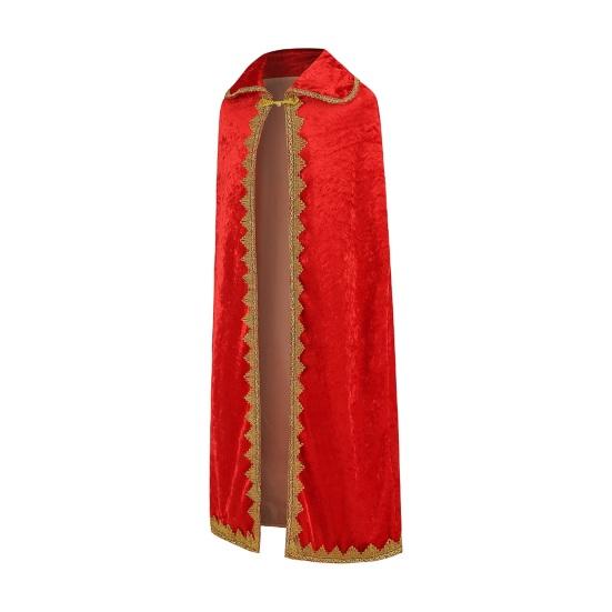 Christmas Velvet Cape Set Red Cloak Scepter Crown Rose Costume Accessory Kids Prince Dress Up Outfit for Cosplay Party