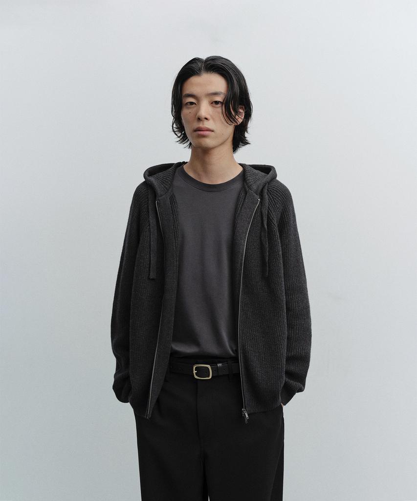 ANOTHER OFFICE Hooded Knit Parka (Heather Charcoal)
