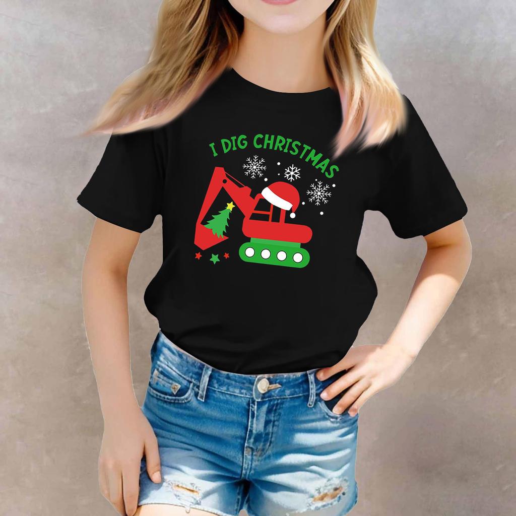 Christmas Day Toddler Girl Boy T-Shirts Kids Top Boys And Girls Printed Short Sleeved T-shirt