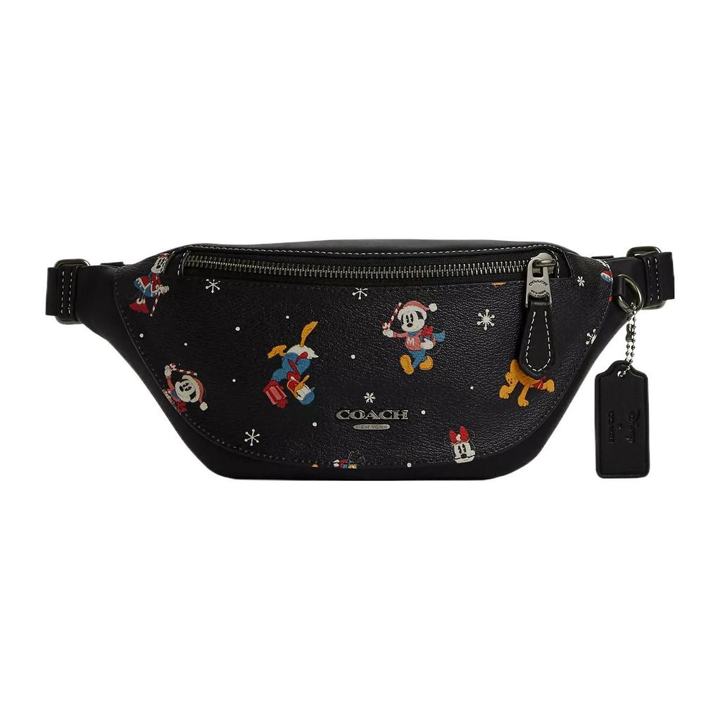 Coach X Совместная коллекция Disney Warren 29 Печатная тисненая именная табличка Застежка-молния Покрытие из канваса и гладкая телячья кожа Нагрудная сумка Женские сумки CL964-QBM2