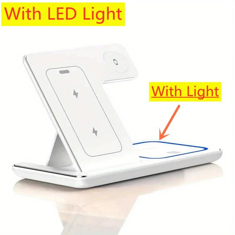 Foldable 3 In 1 Wireless Charger Stand Phone Earphone Watch Fast Charging Station Bracket for iPhone 8-16 iWatch Airpods