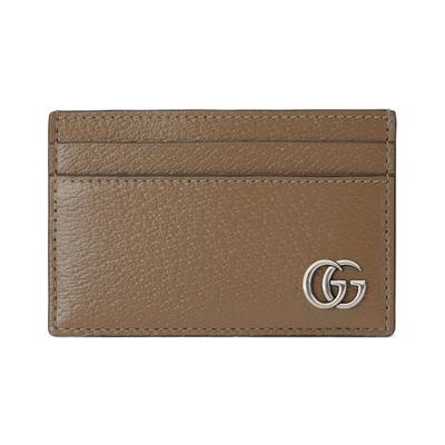 Кожаный держатель для карт GG Marmont Мужские аксессуары Серо-коричневый 657588-DJ20F-2801