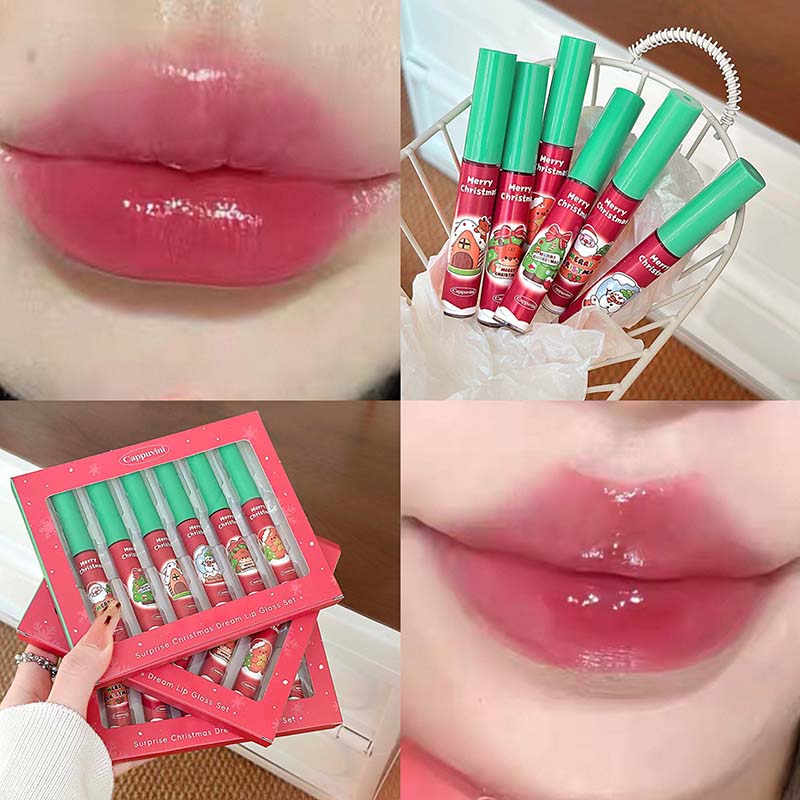 CAPPUVINI Рождественский сюрприз Набор из 6 жидких помад Матовый вельвет Стойкие Праздничные цвета Подарок для праздничной вечеринки 12 г