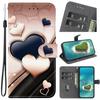 Handmade PU Leather Flip Case for Xiaomi 14T / Xiaomi 14T Pro Anti-Slip Shockproof Cover with Wrist Strap & Heart/Rose Cat Designs