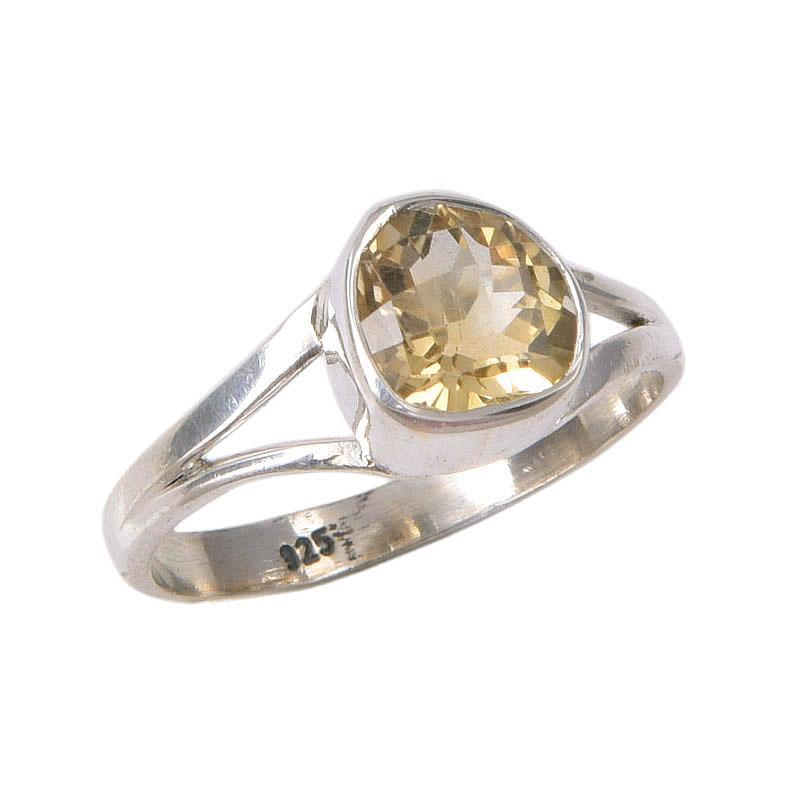 Ювелирное кольцо ручной работы из стерлингового серебра 925 пробы с натуральным цитрином, размер 7 J5I29