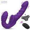 Strapless Strap-on Dildo Vibrator with Remote Control For Women Lesbian Couples G-Spot Double-Ended Adult Sex Toys with 10 Modes