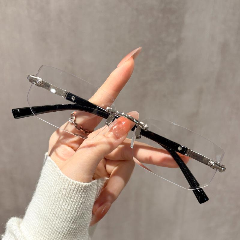 New Frameless Fashion Photochromic Anti-Blue Light Glasses with European and American Cut-Edge Design