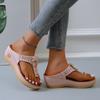 New Women's Shoes Flip Flops Women's Slippers Fashion Metal Decoration Beach Slippers Women Summer Plus Size Wedge Slippers