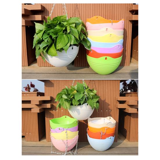 Подвесной цветочный горшок-кашпо с дренажным отверстием, цветочная корзина с металлическими подвесными цепями для домашнего сада, крыльца, балкона, декора