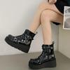 Fashion Platform Wedges Women Ankle Boots Autumn Winter Gothic Street Comfy Fashion Cool Woman Shoes Motorcycle Boots Big Size 43
