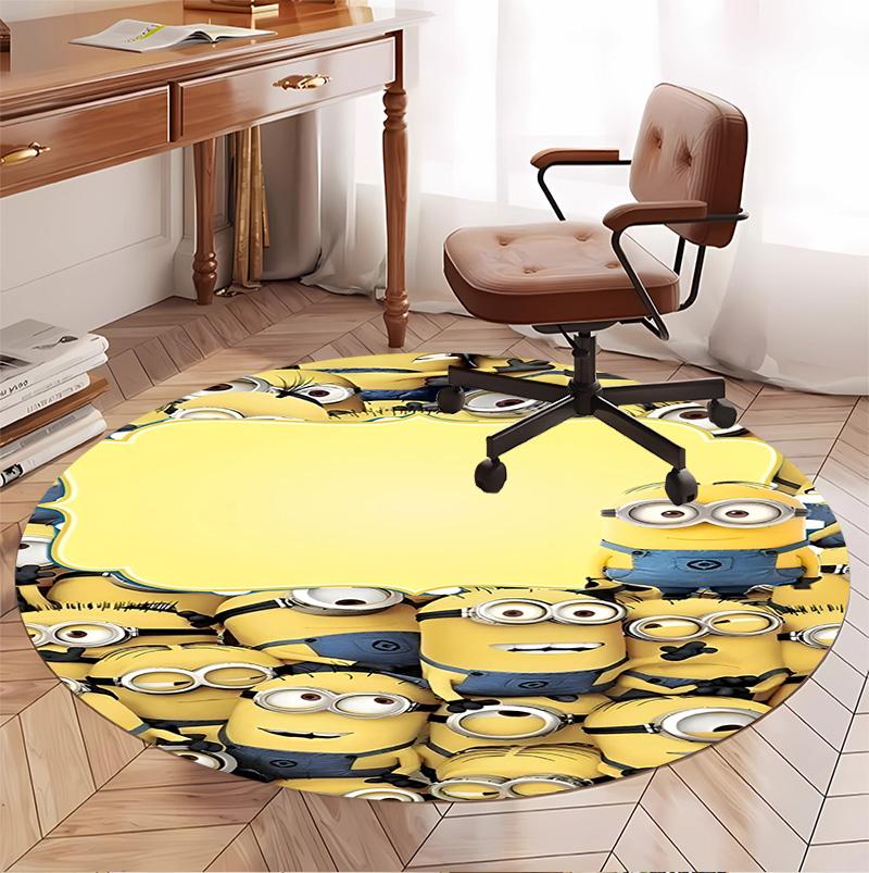 Minions Pattern Round Rug, Indoor/Outdoor Mat, for Picnic, Gameroom, Bedroom, Office, Living Room, Home Decor Carpet, Birthday Gift