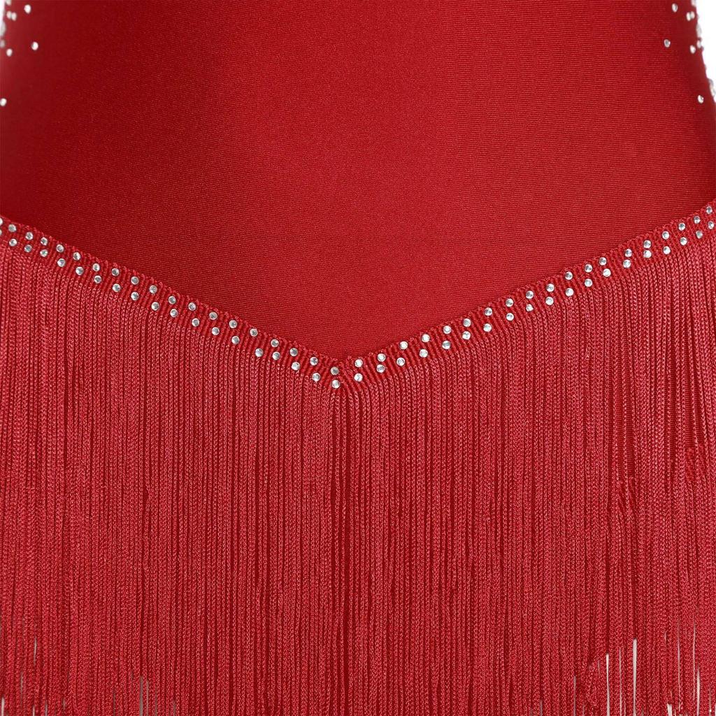 Женский танцевальный костюм для латинского танго, сальсы, танцевальный купальник с кисточками, танцевальная одежда без рукавов с лямкой на шее, боди с открытой спиной и бахромой