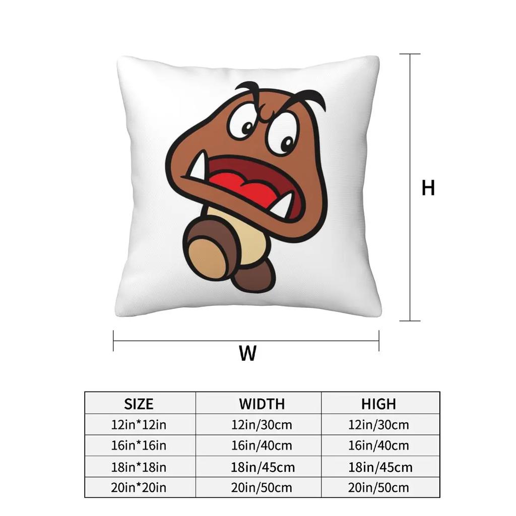 Cartoon Game Goomba Face 2 Pcs Square Pillowcase Pillow Cover Cushion Zip Decorative Comfort Throw Pillow For Home Sofa