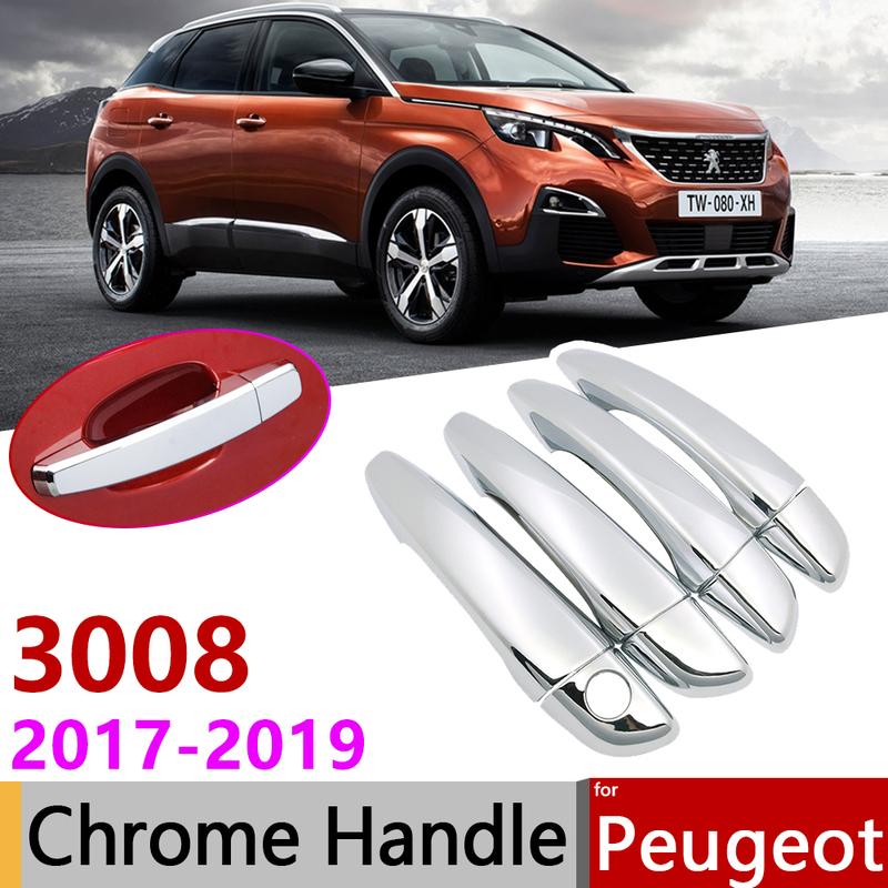 Для Peugeot 3008 MK2 2017 ~ Роскошный хромированный чехол для внешней дверной ручки, автомобильные аксессуары, набор накладок, 2-го поколения 2018