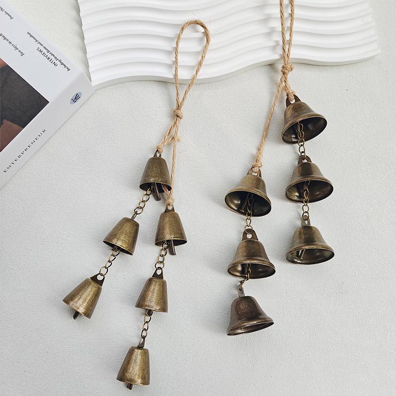 Vintage Brass Hanging Bells With Rustic Retro Design And Melodic Chime Perfect For Home Wall Decor Patio Garden Door Decoration