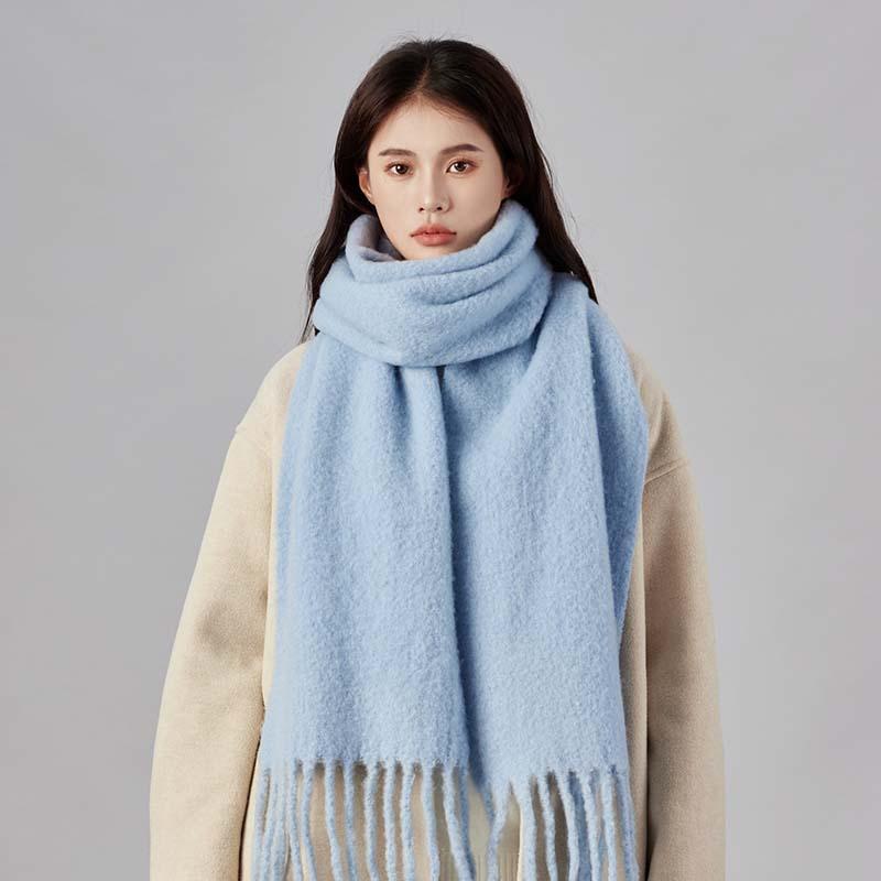 Circle Yarn High-end Wool Scarf Women's Winter Snow Atmosphere Scarf Simple Versatile Long Shawl