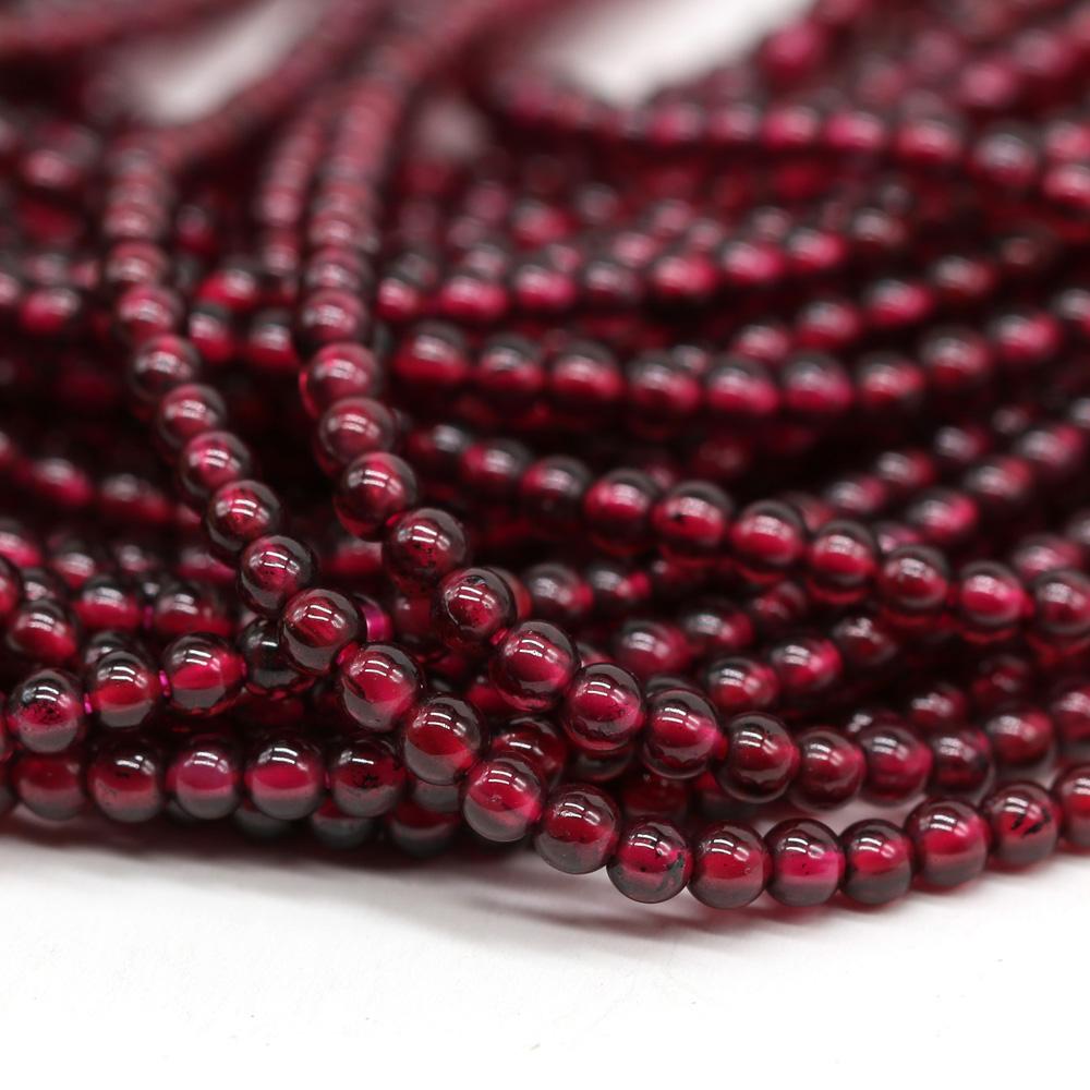 Бусины из натурального камня граната 2/3/4/мм круглые гладкие бусины для изготовления ювелирных изделий своими руками серьги браслет ожерелье аксессуары