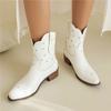 Women Ankle Boots Square Toe Thick Low Heels Western Short Boot Ladies Fashion Shoes Autumn Winter Brown Black White 46