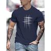 Summer Men's 100% Polyester Casual Loose Size Graphic Line Printed Neck Short-sleeved T-shirt Top