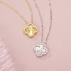 S925 Silver One or Two Wearing Laser Lucky Four-leaf Clover Necklace Pendant Car Flower Piece Collarbone Chain Niche Exquisite Neck Jewelry