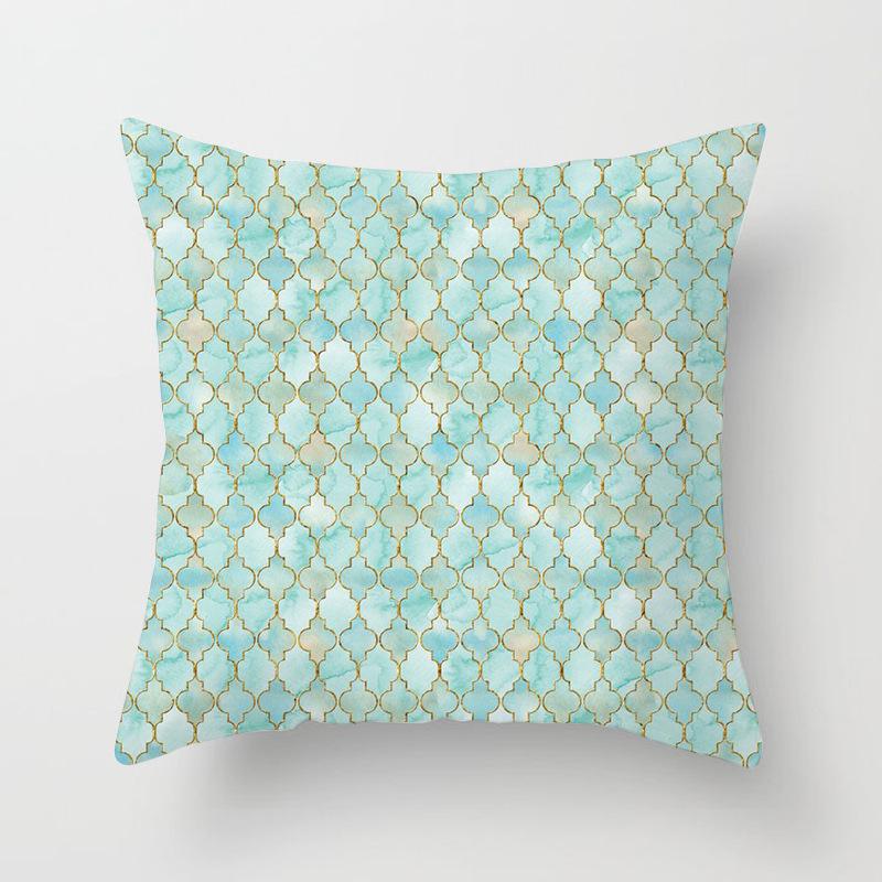 Новая подушка для дивана, наволочка с геометрическим рисунком, мятно-зеленый, синий, полосатый чехол, современный скандинавский диван-кровать, декоративная наволочка