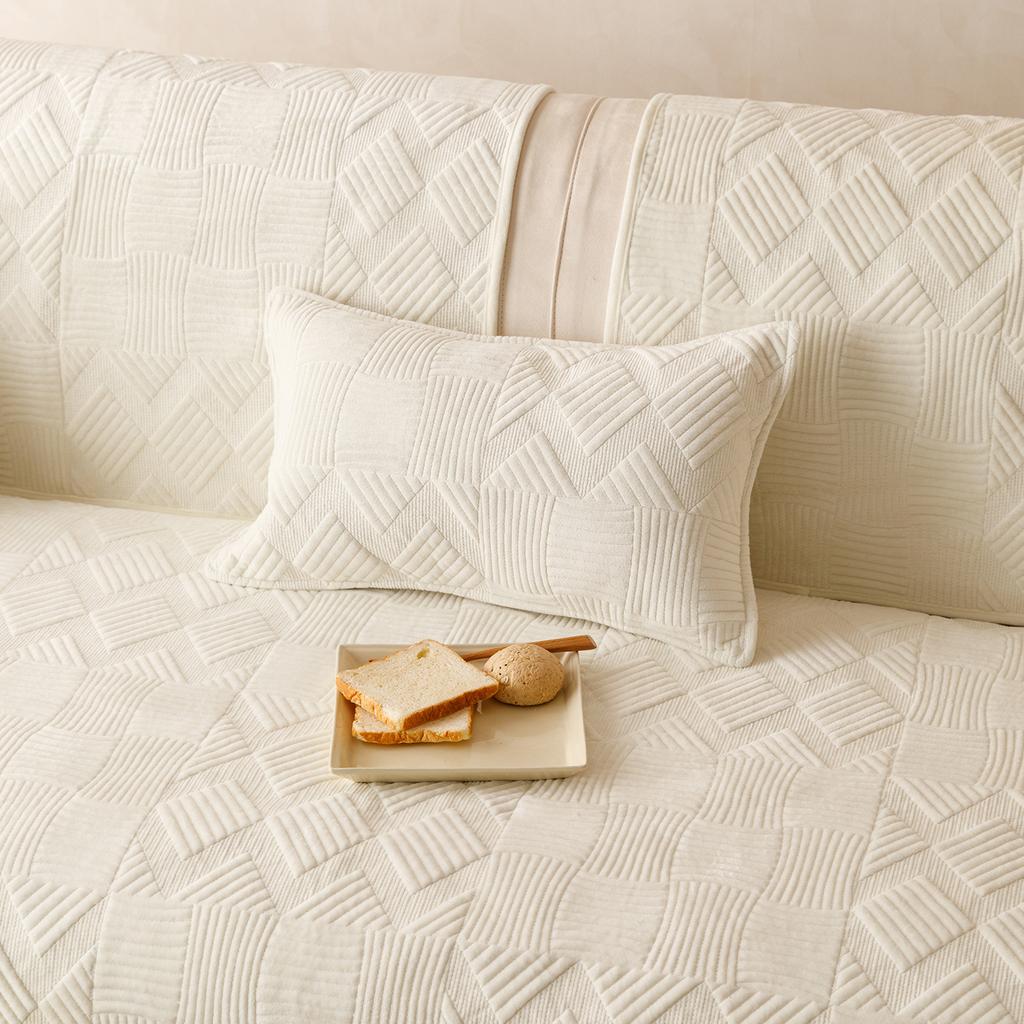 Плюшевая диванная подушка кремового цвета, всесезонная универсальная высококачественная противоскользящая подушка для сиденья, минималистичный кожаный чехол для дивана для гостиной