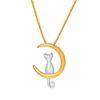 Tide Gilded Moon On Cute Cat Pendant Necklace Girls Niche Design Jewelry