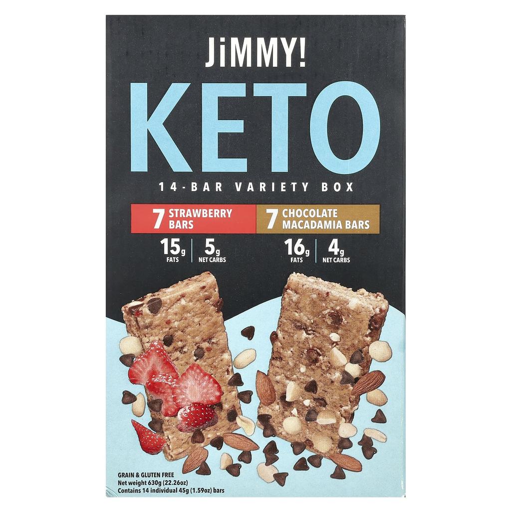 JiMMY! Be Lean, Bar Benefits, Protein Bar, Variety Box, 14 Bars, 45 G (1.59 Oz) Each