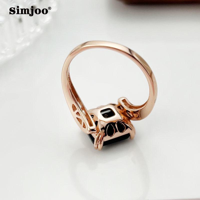 SIMJOO Персонализированное модное женское кольцо с черным цирконом