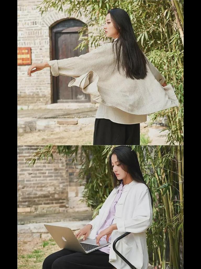 Mori Girl Linen Loose Cardigan: Artistic Batwing Top, Airy Spring & Autumn Women's Button Jacket