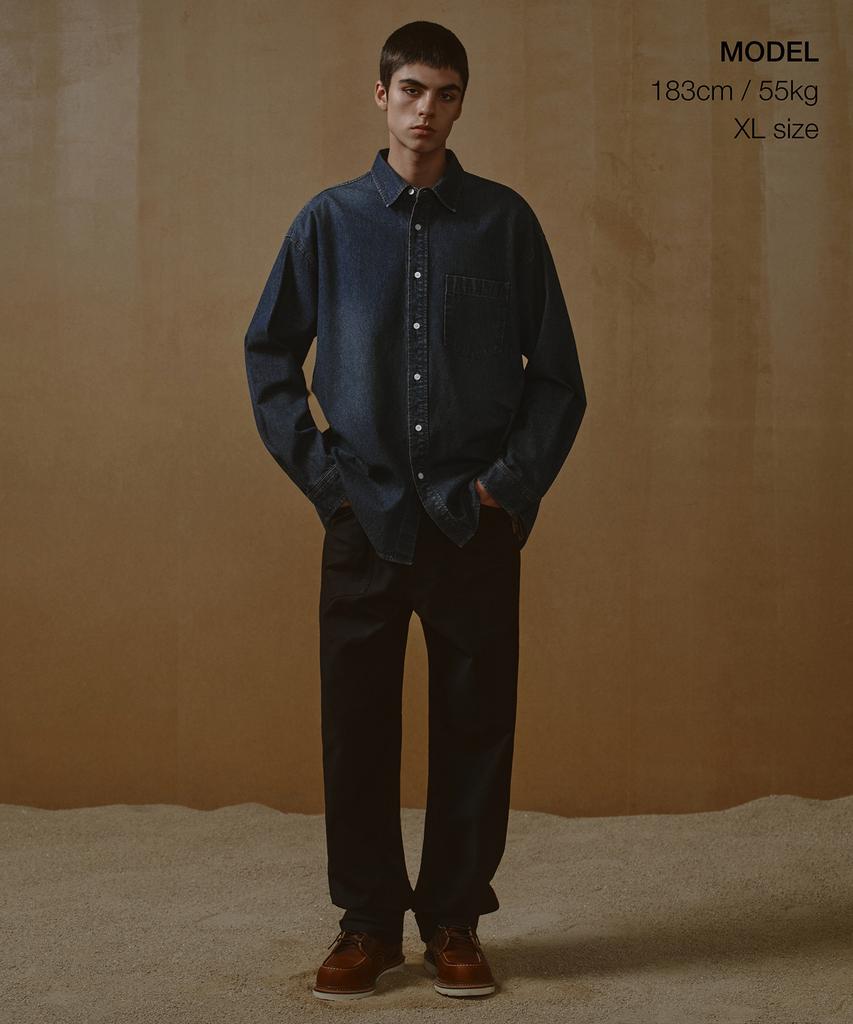 MUSINSA STANDARD Heavyweight Oversized Denim Shirt [Dark Blue]