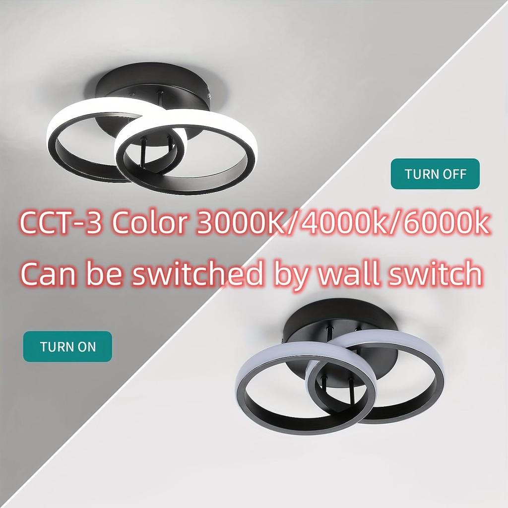 11,02-дюймовый светодиодный современный потолочный светильник с регулируемой яркостью, 3-цветная круглая современная люстра с затемнением, потолочная лампа для спальни, кухни, коридора, гардероба