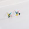 S925 Silver Glaze Colorful Windmill Stud Earrings - Star Style, Simple & Cute