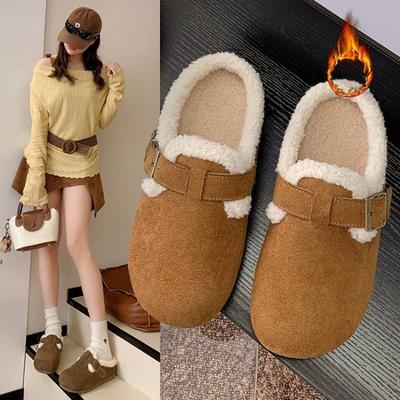 Толстоподошвенный мешок голова буксир женские новые зимние модные универсальные бархатные короткие ботинки теплые пушистые хлеб хлопок буксир