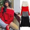 Women's Off Shoulder Sweaters Long Sleeve Oversized Ribbed Knit Going Out Spring Fall Tops Blouse Trendy Loose Pullover Sweaters Tops for Women