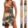 Women's Casual Sundress With Pockets Summer Boho Beach Dress Floral Blouses For Women T-Shirts Dress V Neck Loose Tank Dresses