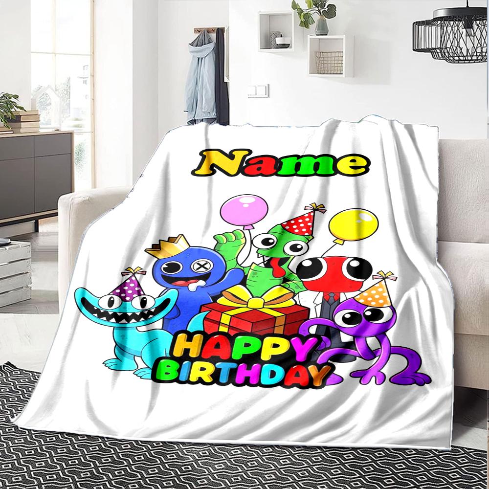 Custom Name Garten of Banban Theme Printed Blanket - Perfect for Couch, Bed, Travel & Outdoor Use | Machine Washable, Cozy & Durable.