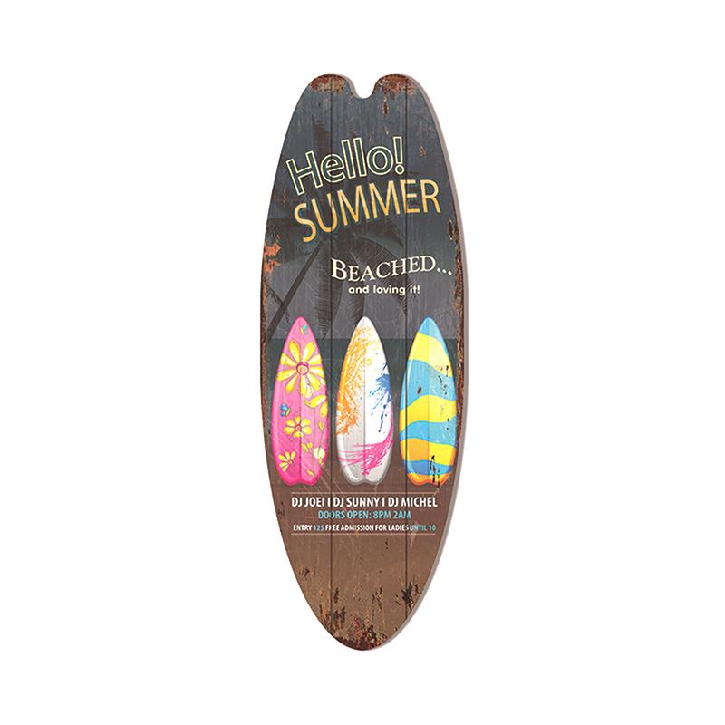 Beach Tiki Bar Surfboard Wooden Sign Plaque Decor For Bathroom Home Wall Plate Poster Vintage Print Wooden Painting Signs