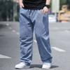 Fashionable Men's Plus Size Jeans - Relaxed Straight-Leg Wide-Leg Elasticated Waist Plain Trousers