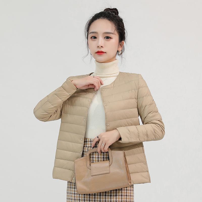 Men's Lightweight Collarless Down Jacket - Autumn/Winter, Plus Size Round Neck White Duck Coat