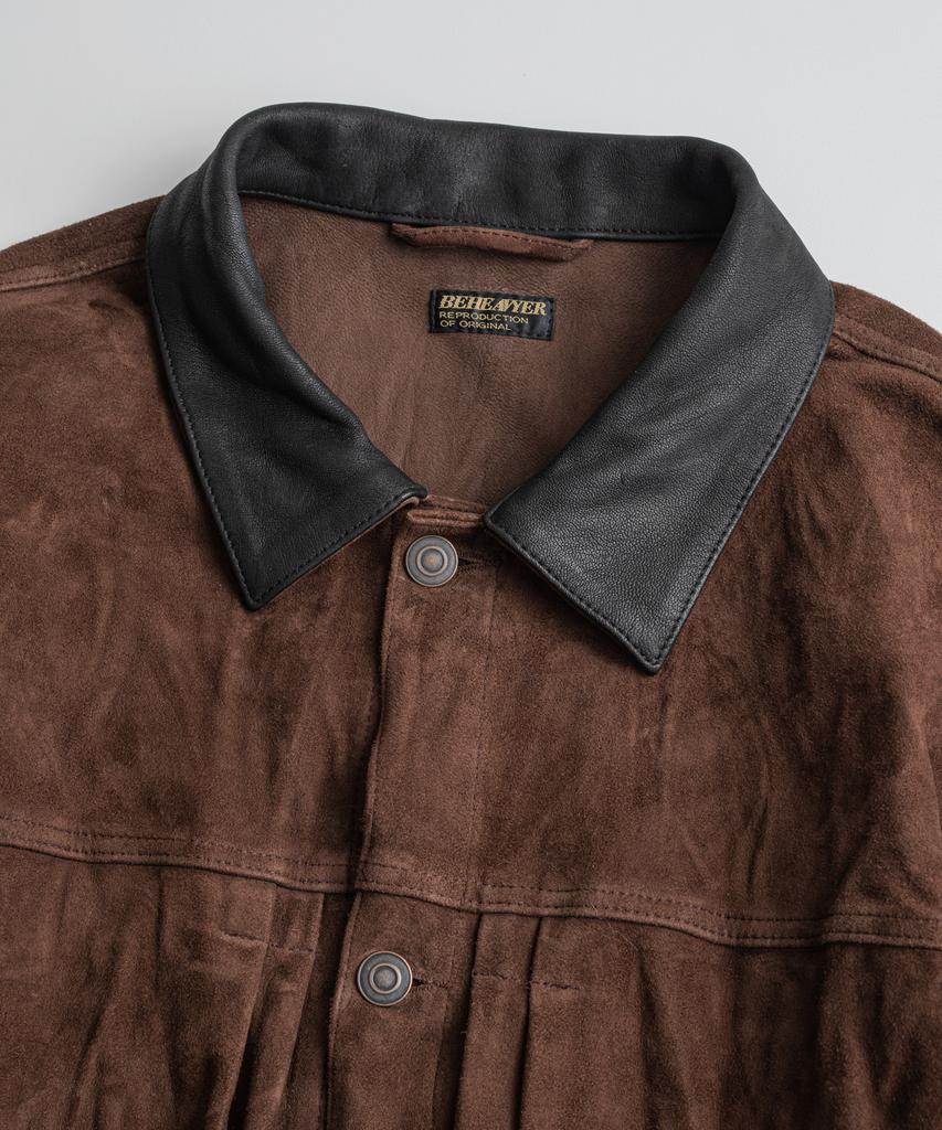 BEHEAVYER Washed Goatsuede Type-1 Jacket Chocolate