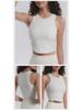 Autumn 2024 Lulu Yoga Vest with Side Waist Crisscross, High Elasticity, Moisture-Wicking, and Padded Sports Bra.