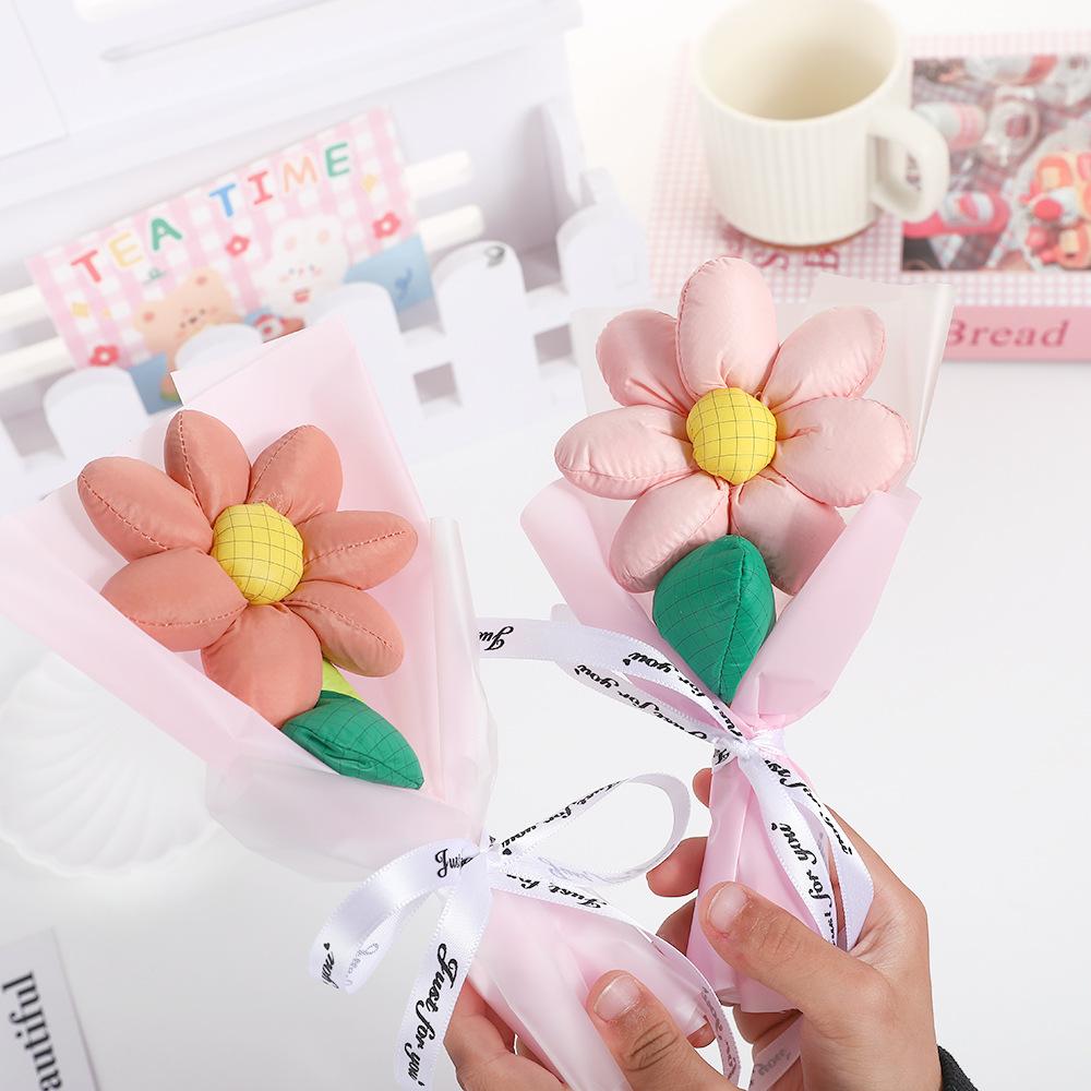 1 комплект из мультяшных цветов из ткани с семью лепестками, букет подсолнухов, праздничные подарки, один букет, подарки на день рождения, 5 цветов