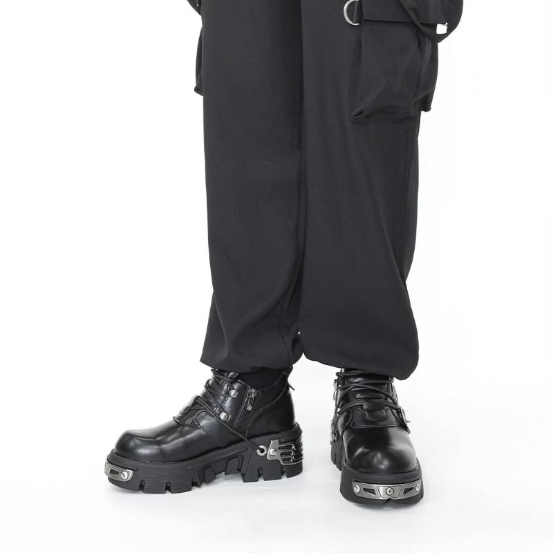 Мода 2025 Новый Темный Панк Стиль Женские Готические Винтажные Рок Ботинки с Резьбой в виде Пламени Кожаная Обувь Металлическая Ниша Низкие Платформы