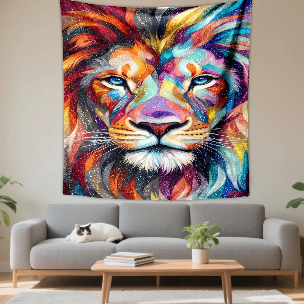 Colorful Lion Abstract Art Patterned tapestry for bedroom and living room home decor