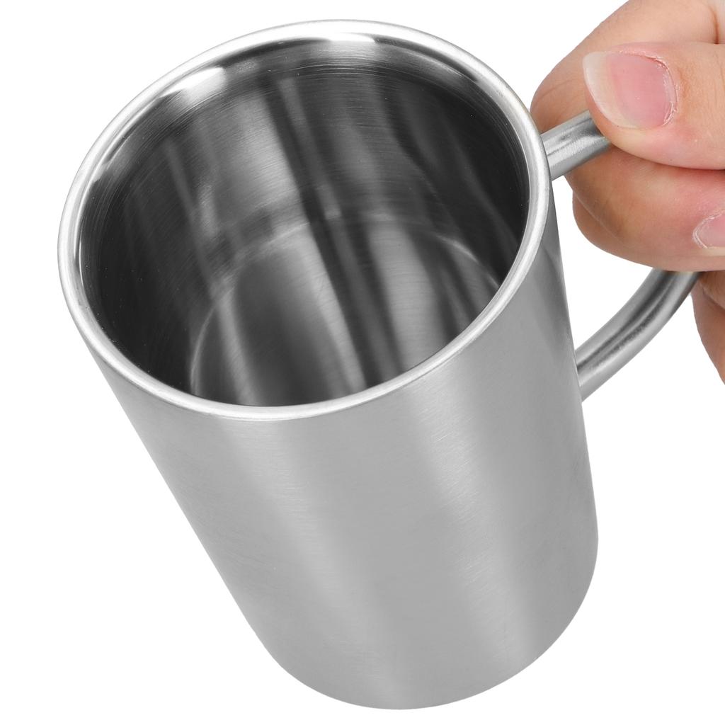 340ml 304 Stainless Steel Beer Mug Coffee Water Cup with Handgrip Double Wall DrinkwareStainless