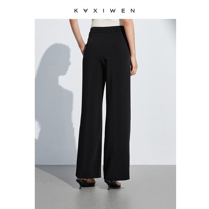 Loose casual double button straight leg pants